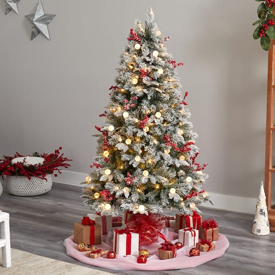 6ft. Pre-Lit Snow Tipped Norwegian Fir Artificial Christmas Tree, White LED Lights